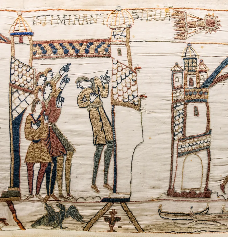 Bayeux Tapestry Comet Scene and Halley's Comet in 1066
