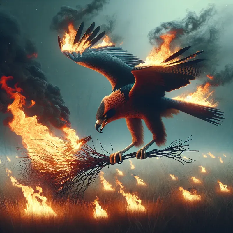 How Firehawk Raptors Use Fire to Hunt Prey